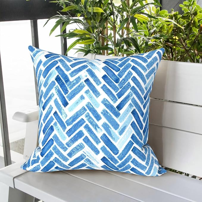 LVTXIII Outdoor Pillow Covers 20x20 Inch, 2 Pack Large Square Throw Pillow Cases, Fade-Resistant Cushion Covers for Patio Furniture Sofa, Garden Porch, Blue Bricks
