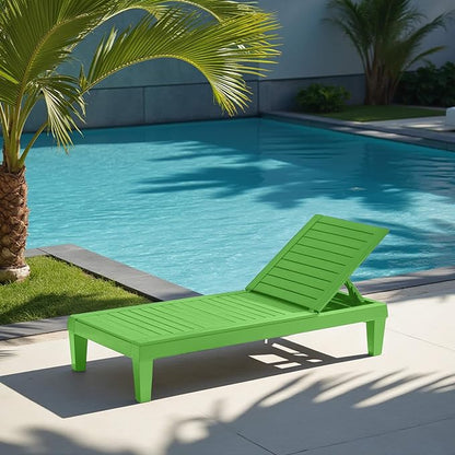 Nestl Sun Tanning Chair - Lime Green Chaise Lounge Chair Outdoor, Lightweight Pool Lounge Chairs, Adjustable 5-Position Reclining Lawn Chair, Waterproof Beach Outdoor Lounge Chairs