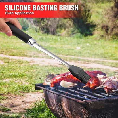 PARGRILL Grill Accessories Heavy Duty BBQ Set Gifts for Men/Women - Premium Stainless Steel Spatula, Fork, Brush & Tongs, Barbecue Utensils Tool Kit Gift for Grilling Lover Outdoor