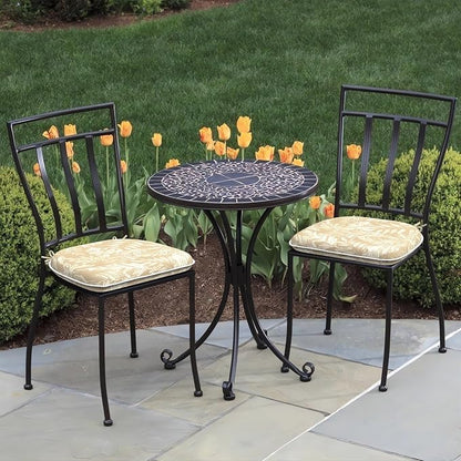 DYTXIII Set of 2 Outdoor Chair Cushions with Ties, Water Repellent Patio Chair Pads 17"x 16" for Outdoor Furniture, Round Corner Seat Cushions for Garden Yard Kitchen Tropical Leaf Oat