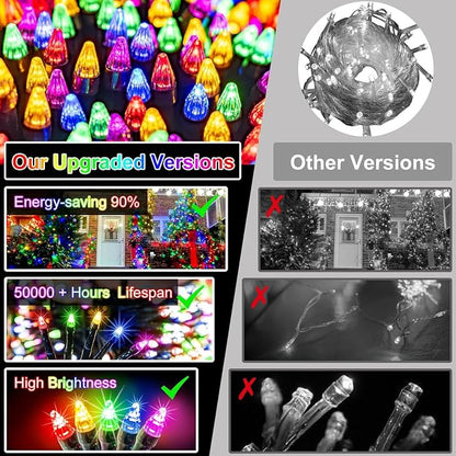 750 LED 240FT Christmas String Lights Outdoor, 12 Pro Modes and Timer Memory & Brightness, Plug in Waterproof Dark Green Wire Twinkle Light for for Xmas Yard Tree Wedding Party Decor (Multicolor)
