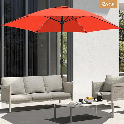 Ayge 7.5FT Large Outdoor Patio Umbrella Market Table Umbrella-UV Resistant, Easy Push Button Tilt and Crank, 6 Sturdy Fiberglass Ribs Heavy-Duty Pool Umbrella for Deck, Backyard,Garden, Yard,Orange