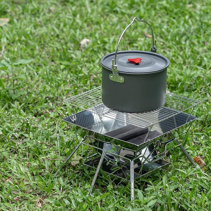 Tentock Folding Campfire Grill, Portable Fire Pit Grill for Camping, bbq Grill Charcoal 304 Stainless Steel Grate Barbeque Grill with Carrying Bag