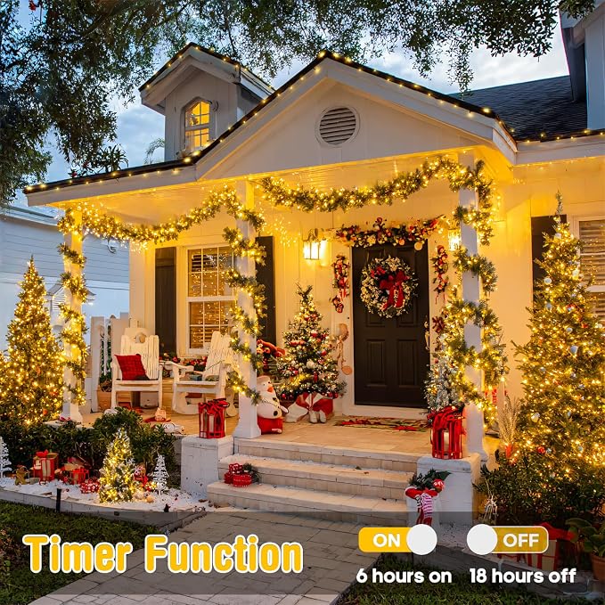 JMEXSUSS 229ft 700 LED Christmas Lights, Christmas Tree Lights Plug in | Warm White, 8 Modes, Indoor Outdoor Use, Twinkle String Lights for Tree Wedding Ceiling Room Home Yard Patio Porch Xmas Decor