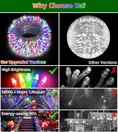 1500 LED Chrstmas Lights, 470ft Outdoor Christmas String Lights with 12 Modes, Multicolor LED String Lights with Timer Dimmable Waterproof for Tree Fence Garden Xmas Wedding Party Holiday Decorations