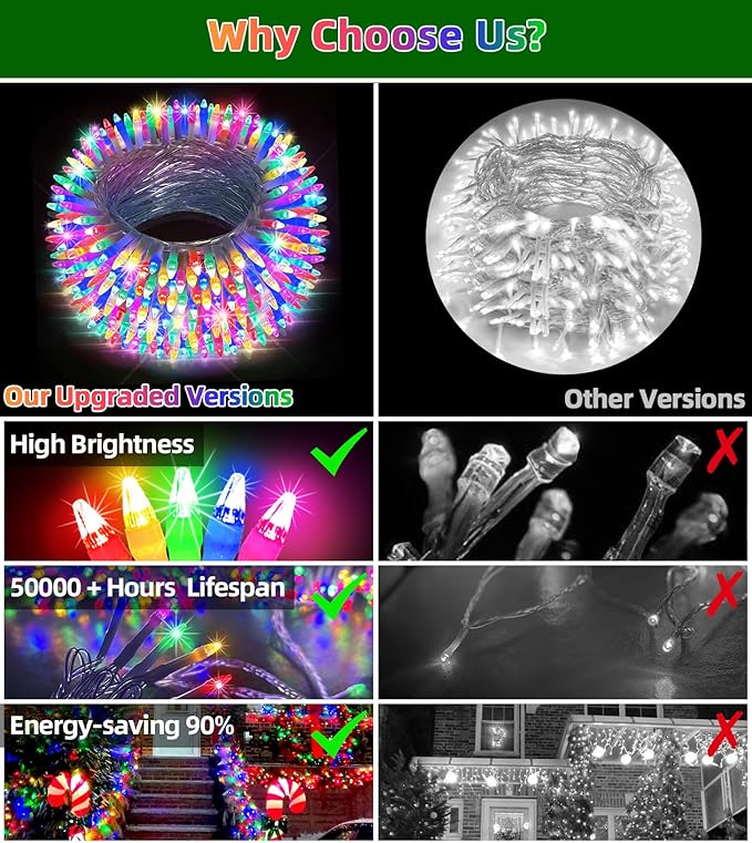 QUHUATU 750 LED 246FT Christmas Lights Outdoor, Super Long Waterproof Christmas String Lights with 8 Modes, Christmastree Lights with Timer Memory for Fence Garden Xmas Wedding Party Decor Multicolor