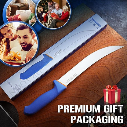 DRAGON RIOT Curved Butcher Breaking Knife,Super Sharp Carving Slicing Knife for BBQ,10 Inch Scimitar Blade for Meat Cutting,High Carbon Stainless Steel Cimeter Breaking Knives with Ergonomic Handle