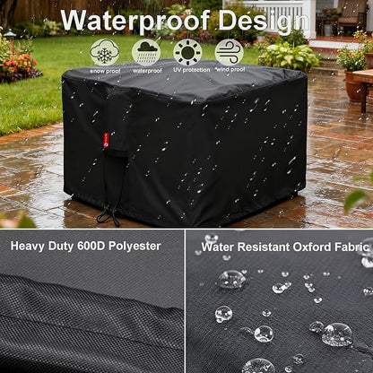 SheeChung Fire Pit Cover Square 50"Lx50"Wx24"H,Waterproof 600D Heavy Duty Fire Pit Table Cover,Gas Propane Fire Pit Covers Square 50 Inch,Tear Resistant,Outdoor Fireplace Cover for Outside,Garden,Yard