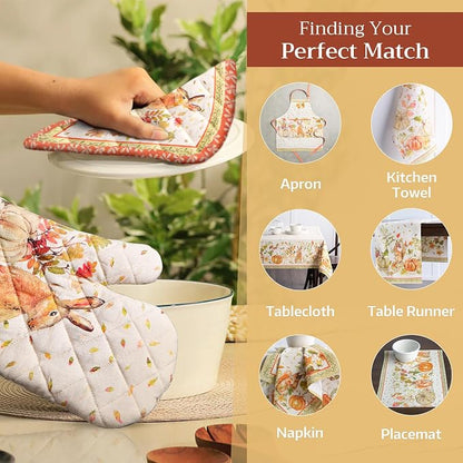 Maison d' Hermine Pot Holders 100% Cotton Potholders (8" x 8", Pack of 1) | Heat Resistant Hot Pads with Loop BBQ Cooking Baking Hotel Kitchen Handling Hot Pans Thanksgiving Christmas - Pumpkin Passion