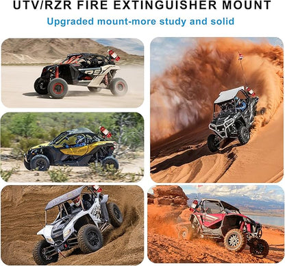 Fire Extinguisher Mount Bracket, Aluminum UTV Quick Release Fire Extinguisher Mount for 1.75''-2'' Roll Bar, Universal for UTV RZR Polaris Ranger, with 4 Clamps