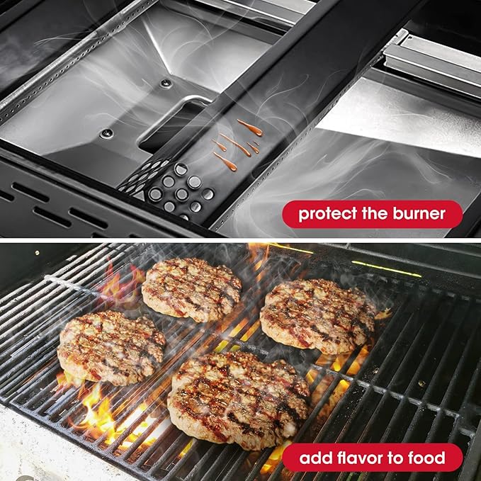 Unicook 14.56 Inch Grill Heat Plates Replacement Parts, Porcelain Grill Burner Covers Compatible for Nexgrill, Charbroil, Thick BBQ Heat Shields Tents, Flame Tamer for Gas BBQ, 5 Pack
