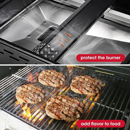 Unicook 6 Pack Grill Heat Plates 14.56" L, Heavy Duty Grill Replacement Parts Burner Cover for Outdoor Gas BBQ, Porcelain Flame Tamer, Compatible with Nexgrill, Charbroil