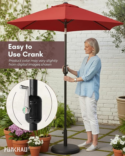 6 Ft Outdoor Patio Umbrella, Easy Open/Close Crank and Push Button Tilt Adjustment - Wine Red Burgundy Market Umbrellas