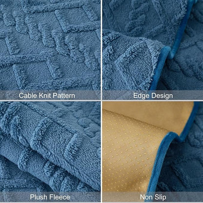 vctops Geometric Jacquard Plush Sofa Couch Covers Farmhouse Neutral Non Slip Sectional Couch Cover Soft Warm Sofa Slipcover for Dogs, Children, Pets Furniture Protector (Dark Blue B,43"x70")