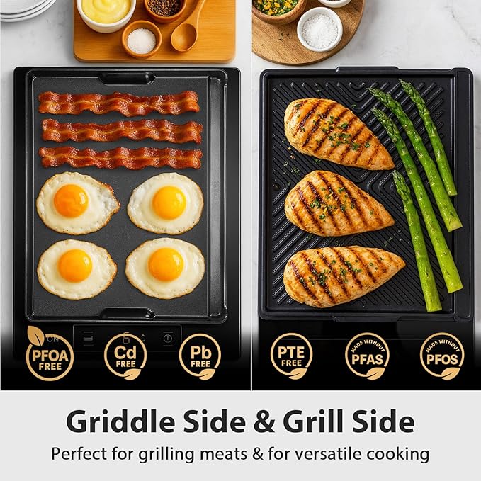 Utheer Griddle Combo Set, Cast Aluminum Flat Top Griddle with 16.3" x 13" Ceramic Nonstick Stove Top Griddle and Large Grill Griddle, Fast Heating Indoor Outdoor Griddle for Gas Grill, BBQ and Camping