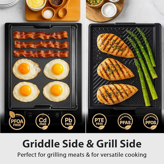 Utheer Griddle Combo Set, Cast Aluminum Flat Top Griddle with 16.3" x 13" Ceramic Nonstick Stove Top Griddle and Large Grill Griddle, Fast Heating Indoor Outdoor Griddle for Gas Grill, BBQ and Camping