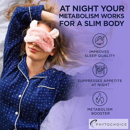 Night Time Fat Burner - Weight Loss Diet Pills with Magnesium Melatonin CLA L-Carnitine that Work at Night, Appetite Suppressant, Carb Blocker, Nighttime Metabolism Booster for Women and Men 60 Caps.