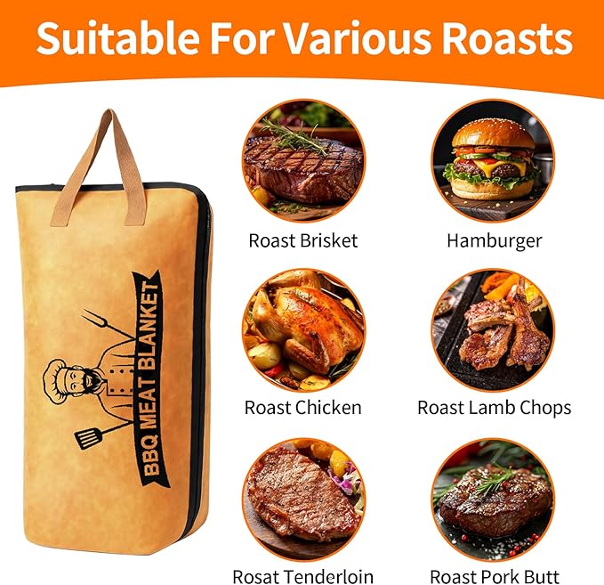 BBQ Blanket for Resting Meat -Meat Resting Bag with 5-Layer Thermal Retention, Large Capacity Brisket Warmer for Smoker, Turkey & Pork Shoulder, Reusable Grilling Accessories & Gifts for Men