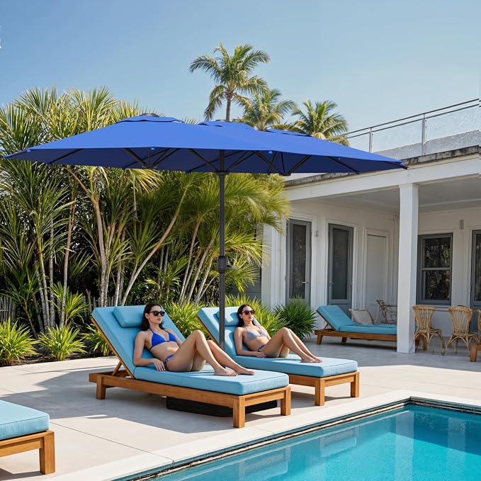 Sannwsg Outdoor Patio Umbrella,Table Umbrella with Push Button Crank,Market Umbrella with 8 Sturdy Ribs,Yard Umbrella