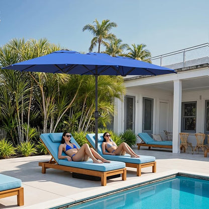 Sannwsg Outdoor Patio Umbrella,Table Umbrella with Push Button Crank,Market Umbrella with 8 Sturdy Ribs,Yard Umbrella