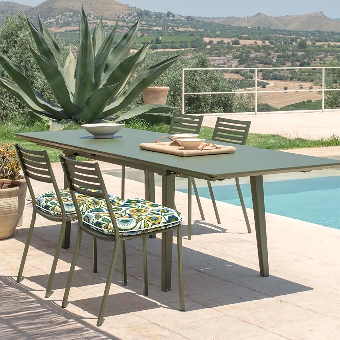 DYTXIII Set of 4 Outdoor Chair Cushions with Ties,Water Repellent Patio Chair Pads 17"x 16" for Outdoor Furniture,Round Corner Seat Cushions for Garden Yard Kitchen Fiesta Floral
