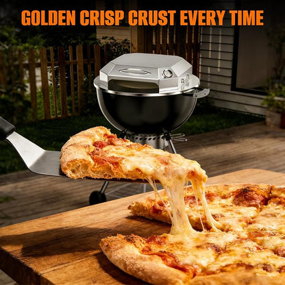Onlyfire Stainless Steel Pizza Oven Kit for 22 Inch Charcoal Kettle Grilll | Outdoor Grill Top Pizza Oven Kit, Pizza Maker Tool Set Including Pizza Chamber, Pizza Stone, Pizza Peel and Thermometer