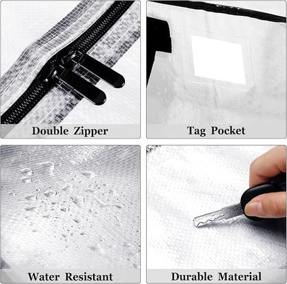 4 Pcs 24 Gallon Extra Large Moving Bags Heavy Duty Storage Bag with Strong Zipper Handle Foldable XXL Jumbo Storage Tote Packing Moving Box for College Dorm Travel Cloth Duffle (Clear)