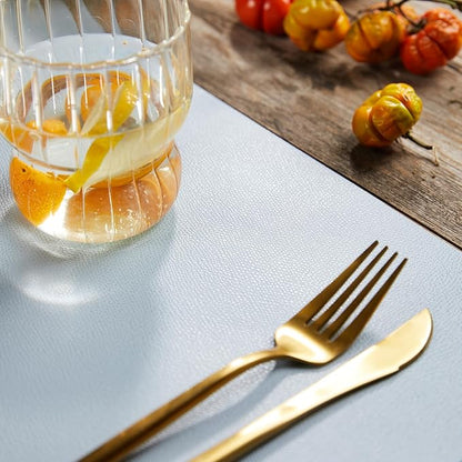 DOLOPL Placemats Set of 6-17"x11.8", Faux Leather Heat Resistant Table Placemat for Dining Table Protection, Waterproof Wipeable & Washable Kitchen Table Mats for Dining,Party,BBQ,Holiday