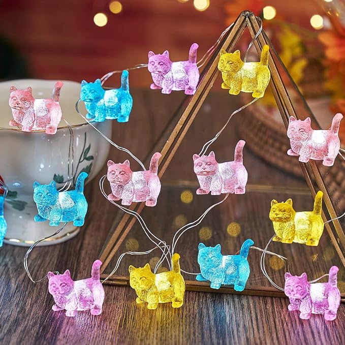Bartlett Solar Garden Lights Outdoor Cute Cat Fairy Lights Solar Powered String Lights Outdoor Waterproof Kitty Decorative Lights 40LEDs Light 14ft Patio Décor Yard Fence Walkway Balcony Decoration