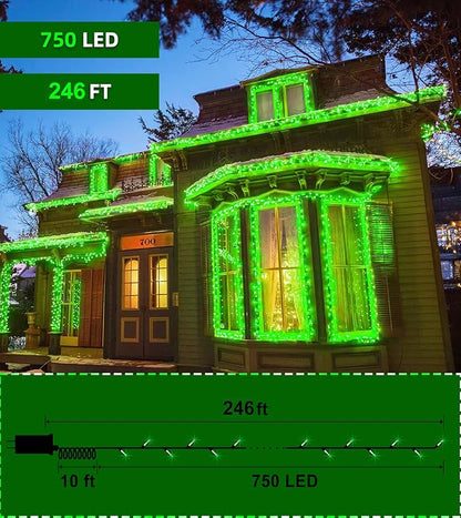 QUHUATU 750 LED 246FT Christmas Lights Outdoor, Super Long Waterproof Christmas String Lights with 8 Modes, Christmastree Lights with Timer Memory for Fence Garden Xmas Wedding Party DecorGreen