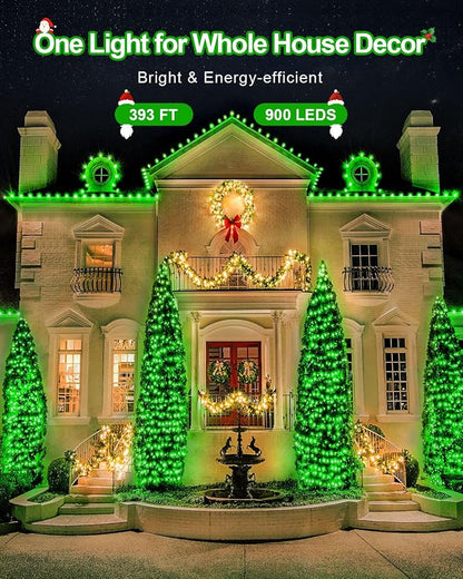 St Patricks Day Decorations 355 FT 900 LED Green Lights, Extra Long Outdoor String Lights Waterproof, Timer & Memory, 8 Modes Dimmable Plug in Fairy for Outside Tree Patrick's Day Decor