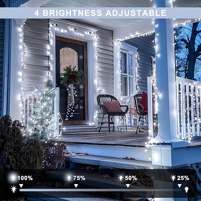 JMEXSUSS 132 ft 400 LED White Christmas Lights Indoor Outdoor | White String Lights Plug in with Remote, Christmas Tree Light for Outside Tree Party Patio Bedroom Classroom Decor