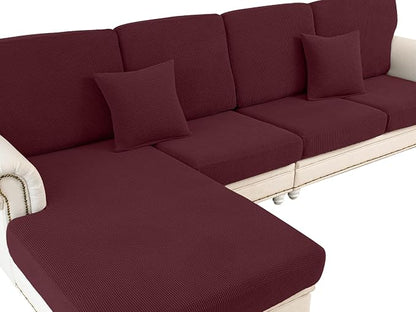 LA MEACK Couch Cushion Cover Seat Cushion Cover Stretch Armchair Cover Separate Sectional Sofa Slipcovers Furniture Protector(1 Piece for Seat or Sofa Backrest, Burgundy)