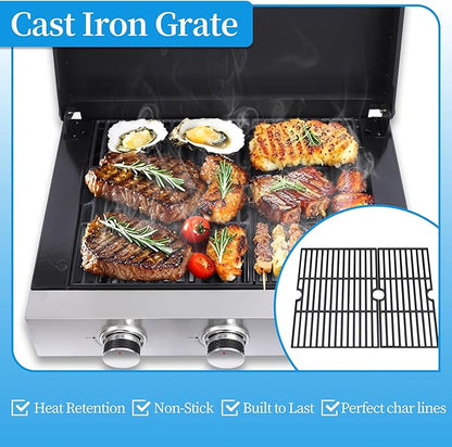Portable Flat Top Griddle – Tabletop Teppanyaki Gas Grill, 3-Burner Gas Griddle 30,000 BTU, Stainless Steel Griddle Plate + Cast Iron Grates, Large Cooking Area for Camping, Tailgate, Backyard