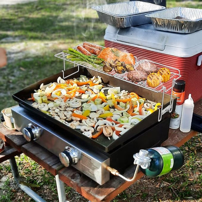 only fire Griddle Warming Rack Fits for 22" Blackstone Griddles, One-Step Clip On Attachment