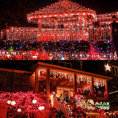 YIQU 75.8 FT 200 LED Extendable Red Christmas String Lights Indoor Outdoor | Memory Function & Timer & 8 Modes,Ultra Bright Green Wire Waterproof Twinkle Lights for Xmas Tree Yard Holiday Party Decor