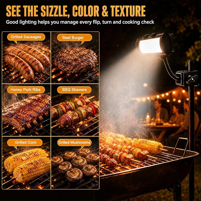 BBQ Grill Light for Outdoor Grill, Magnetic & Adjustable Clamp