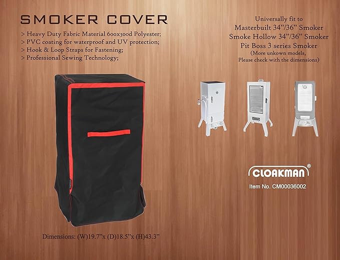 Premium Waterproof Smoker Cover Applicable to Pit Boss 3 Series Smoker PBV3G1 and Masterbuilt MPS230/Smoke Hollow 3615GW 34162G 3616DEW 34 in & 36 in Vertical Smokers COS-244 (Sealed-Seam)
