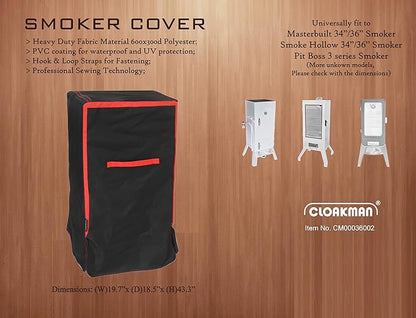 Premium Waterproof Smoker Cover Applicable to Pit Boss 3 Series Smoker PBV3G1 and Masterbuilt MPS230/Smoke Hollow 3615GW 34162G 3616DEW 34 in & 36 in Vertical Smokers COS-244 (Sealed-Seam)