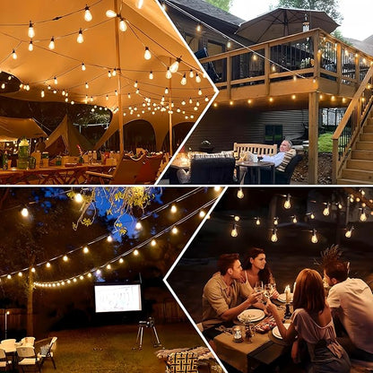 15M LED Outdoor String Lights Patio Dimmable Hanging Light with Remote, Waterproof Shatterproof Edison Bulbs, 3 Modes Outside Lighting Connectable for Graden Porch Backyard Balcony Deck