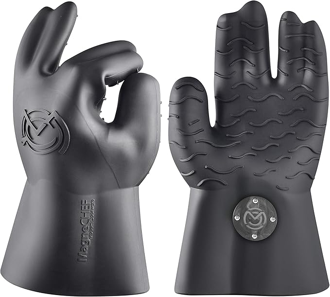 MagneCHEF Freedom Series Magnetic Quick-Release BBQ Gloves – Get Out Fast, 500°F Heat Resistant Silicone, 3mm Thick, Non-Slip Grip, Waterproof & Easy Clean
