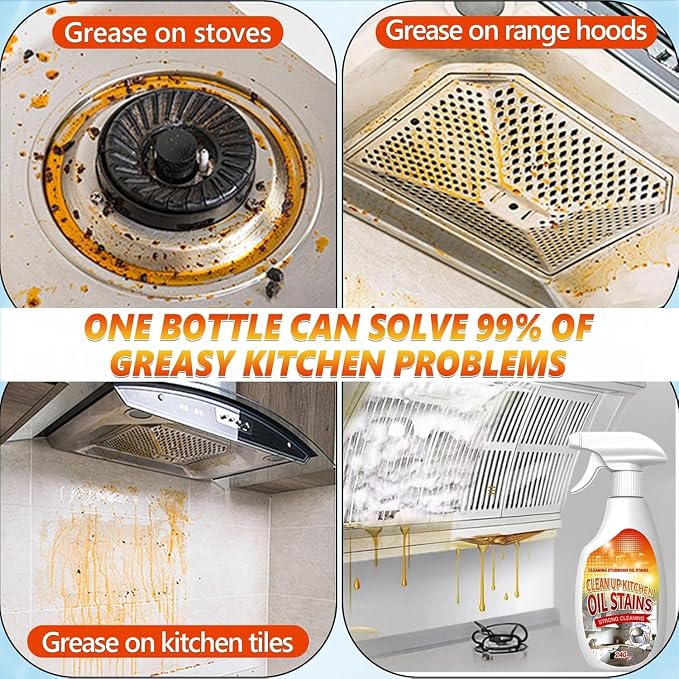 New Upgrade Kitchen Cleaner, Clean Up Kitchen Oil Stains Spray, Multi-purpose Oils Stain Cleaner, Clean Up Kitchens Oil Stains(240ml/8.45oz)