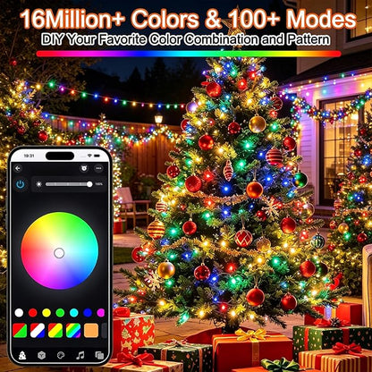 WATERGLIDE 200LED Smart Color Changing Halloween Lights with Remote & APP Controlled, 66ft RGB Fairy String Lights, Music Sync Multiple Modes, Waterproof Holiday Xmas Tree Home Indoor Outdoor Decor