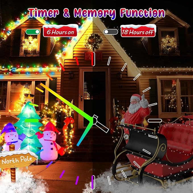 Hezbjiti 403FT 1000LED Color Changing Christmas Lights Outdoor, 11 Modes String Lights IP44 Waterproof Fairy Lights for Party Wedding Tree Decorations (Warm White and Multicolor, Green Wire)