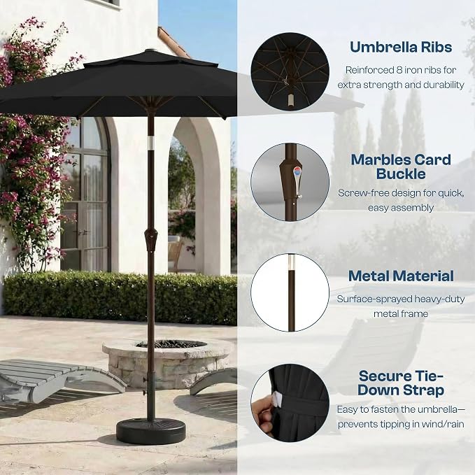 10FT Patio Umbrella, 2 Tier Outdoor Table Umbrella, Large Vented Market Umbrellas with Push Button Tilt and Crank, 8 Sturdy Ribs for Backyard, Deck, Pool, UPF50+ UV Protection