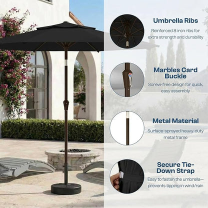 10FT Patio Umbrella, 2 Tier Outdoor Table Umbrella, Large Vented Market Umbrellas with Push Button Tilt and Crank, 8 Sturdy Ribs for Backyard, Deck, Pool, UPF50+ UV Protection