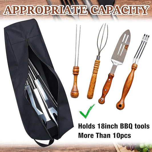 Amylove 2 Pcs Grill Tool Storage Bags BBQ Utensil Grilling Bags Oxford Cloth Barbecue Holder Pouch Foldable Hardware Grilling Accessory Grill Storage Bags for Outdoor Camping Picnic Trip, Black