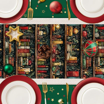 Bookshelf Table Runner,Dining Decor for Kitchen Coffee Table Family Dinners Holiday Parties Wedding Events Decor(13x72 inch)