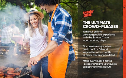 Smokin' Chute Hickory Wood Chips for Smoker - Bold & Hearty Flavor - No Soaking Needed - BBQ Wood Chunks - Made in USA Specially Designed and Hand Sorted to Work with The System