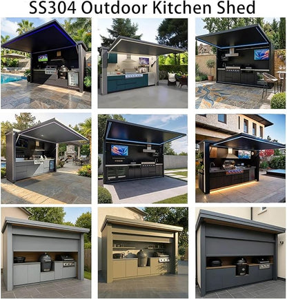 Modular Outdoor BBQ Kitchen Unit - Stainless Steel Prefab Station with Storage Cabinets - Multiple Sizes for Patio & Deck